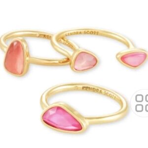 ✨️Kendra Scott Ivey Gold and Pink 💕Ring Set EUC Sz 7